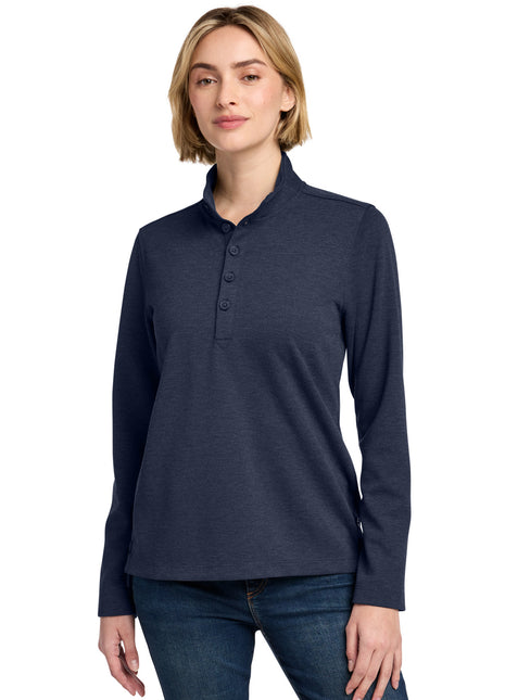 Brooks Brothers® Women's Mid-Layer Stretch 1/2-Button BB18203 - Navy Blazer Heather | Brooks Brothers