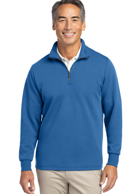 Brooks Brothers® Double-Knit 1/4-Zip BB18206 - Charter Blue | Brooks Brothers