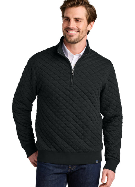 Brooks Brothers® Diamond Quilt 1/4-Zip BB18212 - Deep Black | Brooks Brothers