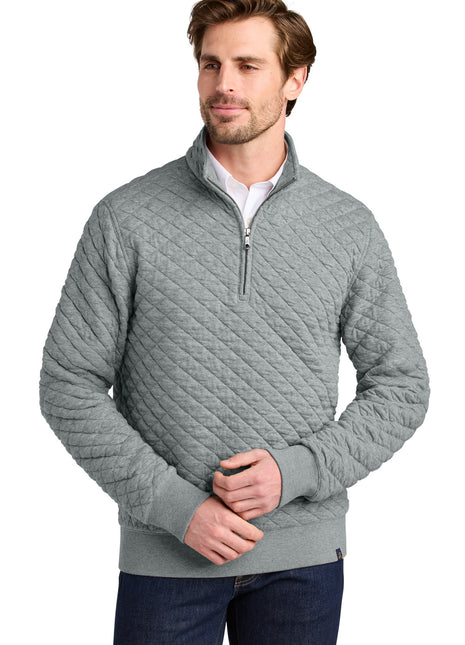 Brooks Brothers® Diamond Quilt 1/4-Zip BB18212 - Light Shadow Grey Heather | Brooks Brothers