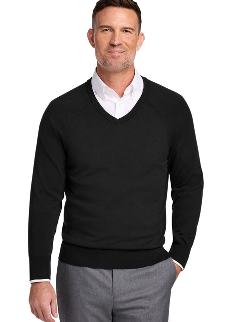 Brooks Brothers® Cotton Stretch V-Neck Sweater BB18400 - Deep Black | Brooks Brothers