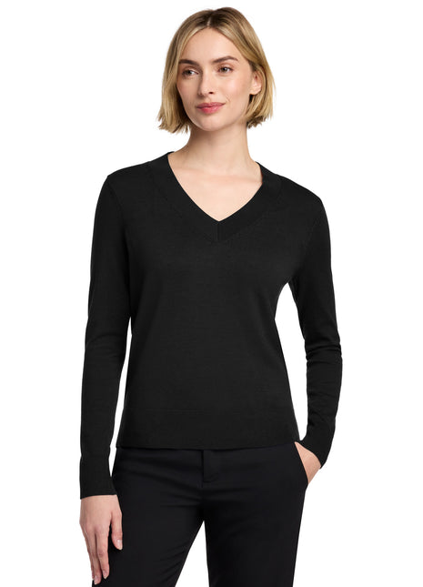 Brooks Brothers® Women's Cotton Stretch V-Neck Sweater BB18401 - Deep Black | Brooks Brothers