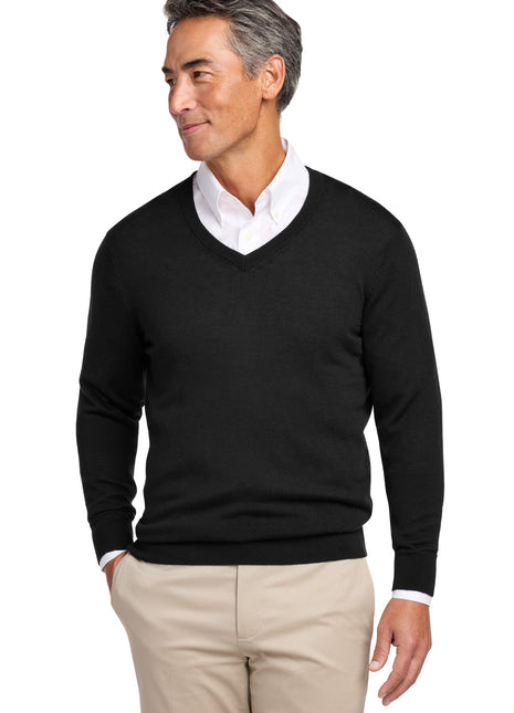 Brooks Brothers® Washable Merino V-Neck Sweater BB18410 - Deep Black | Brooks Brothers