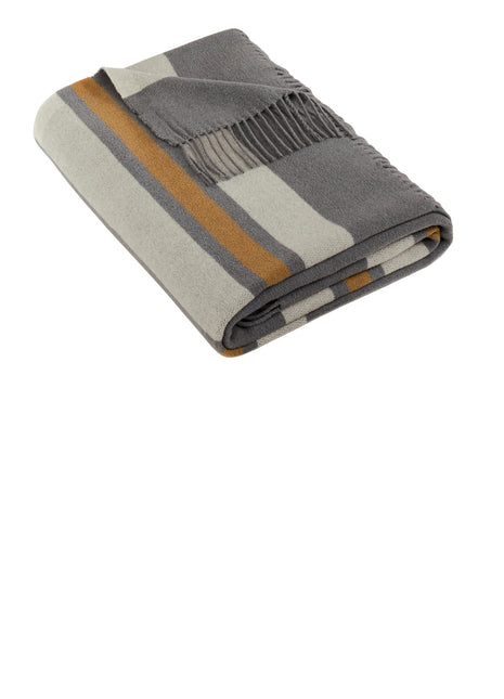 Brooks Brothers® Heritage Blanket BB19000 - Shadow Grey/ Marshmallow/ Tan | Brooks Brothers