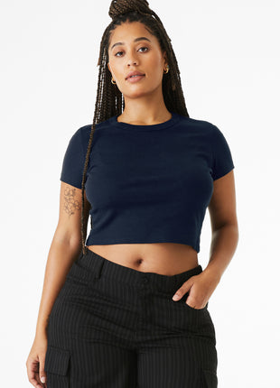 BELLA+CANVAS® Women's Micro Rib Baby Tee BC1010 - Solid Navy Blend | Bella + Canvas