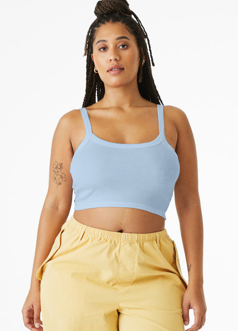 BELLA+CANVAS® Women's Micro Rib Spaghetti Strap Tank BC1012 - Solid Baby Blue Blend | Bella + Canvas