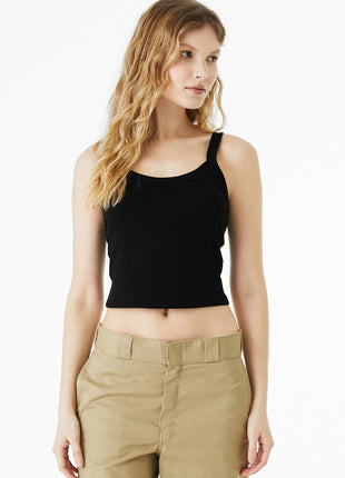 BELLA+CANVAS® Women's Micro Rib Spaghetti Strap Tank BC1012 - Solid Black Blend | Bella + Canvas