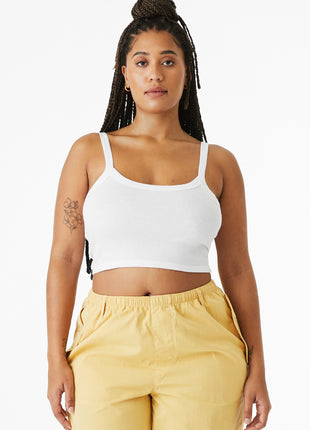 BELLA+CANVAS® Women's Micro Rib Spaghetti Strap Tank BC1012 - Solid White Blend | Bella + Canvas