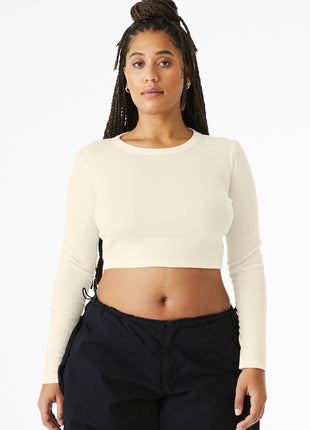 BELLA+CANVAS® Women's Micro Rib Long Sleeve Baby Tee BC1501 - Solid Natural Blend | Bella + Canvas