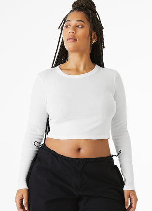 BELLA+CANVAS® Women's Micro Rib Long Sleeve Baby Tee BC1501 - Solid White Blend | Bella + Canvas