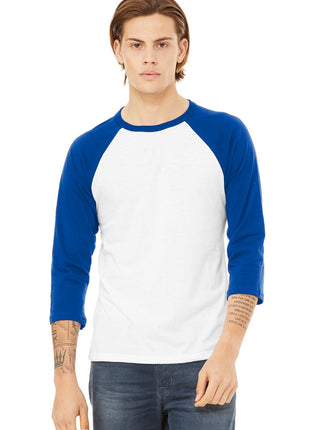 BELLA+CANVAS ® Unisex 3/4-Sleeve Baseball Tee. BC3200 - White/ True Royal | Bella + Canvas
