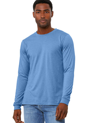 BELLA+CANVAS® Unisex Heather CVC Long Sleeve Tee BC3501CVC - Heather Carolina Blue | Bella + Canvas