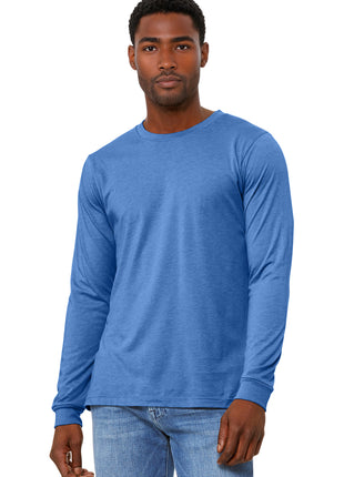 BELLA+CANVAS® Unisex Heather CVC Long Sleeve Tee BC3501CVC - Heather Columbia Blue | Bella + Canvas