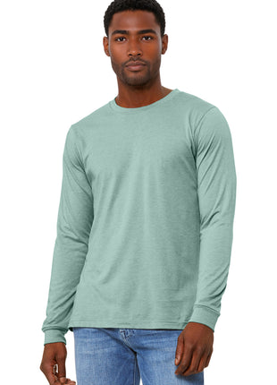 BELLA+CANVAS® Unisex Heather CVC Long Sleeve Tee BC3501CVC - Heather Dusty Blue | Bella + Canvas
