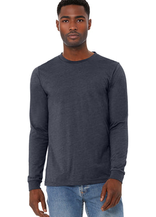BELLA+CANVAS® Unisex Heather CVC Long Sleeve Tee BC3501CVC - Heather Midnight Navy | Bella + Canvas