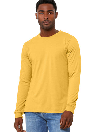 BELLA+CANVAS® Unisex Heather CVC Long Sleeve Tee BC3501CVC - Heather Yellow Gold | Bella + Canvas