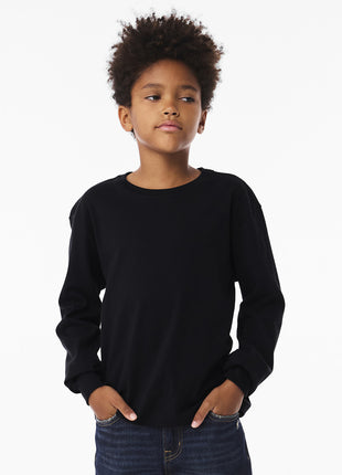BELLA+CANVAS® Youth 6-Ounce Heavyweight Long Sleeve Tee BC3511Y - Black | Bella + Canvas
