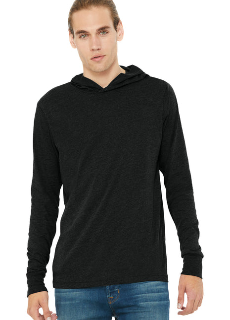 BELLA+CANVAS ® Unisex Jersey Long Sleeve Hoodie. BC3512 - Charcoal-Black Triblend | Bella + Canvas