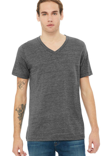 BELLA+CANVAS® Unisex Textured Jersey V-Neck Tee BC3655 - Asphalt Slub | Bella + Canvas