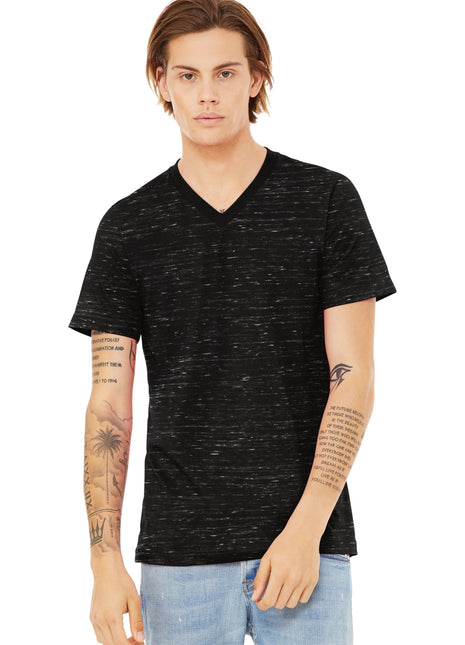 BELLA+CANVAS® Unisex Textured Jersey V-Neck Tee BC3655 - Black Marble | Bella + Canvas