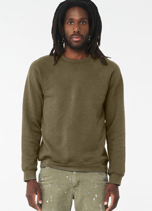 BELLA+CANVAS ® Unisex Sponge Fleece Raglan Sweatshirt. BC3901 - Heather Olive | Bella + Canvas