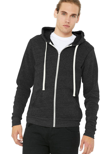 BELLA+CANVAS ® Unisex Triblend Sponge Fleece Full-Zip Hoodie. BC3909 - Charcoal-Black Triblend | Bella + Canvas