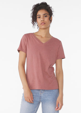 BELLA+CANVAS® Women's Relaxed Heather CVC V-Neck Tee BC6405CVC - Heather Mauve | Bella + Canvas