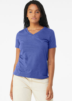 BELLA+CANVAS® Women's Relaxed Heather CVC V-Neck Tee BC6405CVC - Heather True Royal | Bella + Canvas