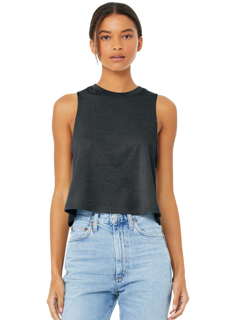BELLA+CANVAS ® Women's Racerback Cropped Tank. BC6682 - Dark Grey Heather | Bella + Canvas