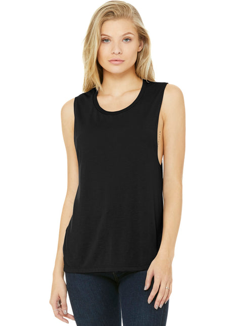 BELLA+CANVAS ® Women's Flowy Scoop Muscle Tank. BC8803 - Black | Bella + Canvas