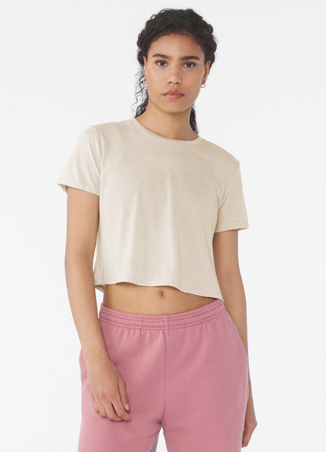 BELLA+CANVAS® Women's Flowy Cropped Tee BC8882 - Heather Dust | Bella + Canvas