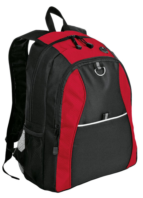 Port Authority® Contrast Honeycomb Backpack. BG1020 - Red/ Black | Port Authority