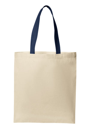 Port Authority® Core Cotton Tote BG1500 - Natural/ River Blue Navy | Port Authority