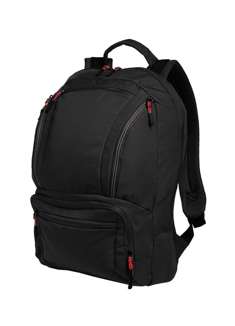 Port Authority® Cyber Backpack. BG200 - Black/ Red | Port Authority