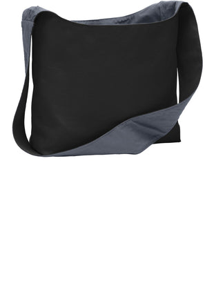 Port Authority® Cotton Canvas Sling Bag. BG405 - Black/ Charcoal | Port Authority