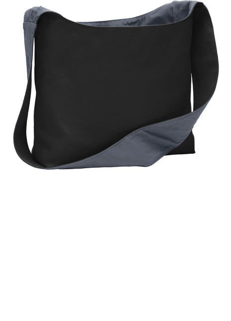 Port Authority® Cotton Canvas Sling Bag. BG405 - Black/ Charcoal | Port Authority