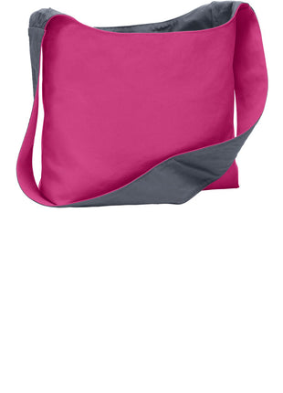 Port Authority® Cotton Canvas Sling Bag. BG405 - Tropical Pink/ Charcoal | Port Authority