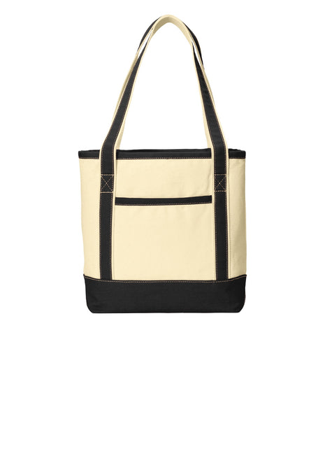 Port Authority® Medium Cotton Canvas Tote. BG412 - Natural/ Black | Port Authority