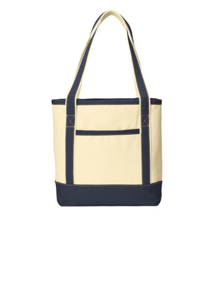 Port Authority® Medium Cotton Canvas Tote. BG412 - Natural/ Navy | Port Authority