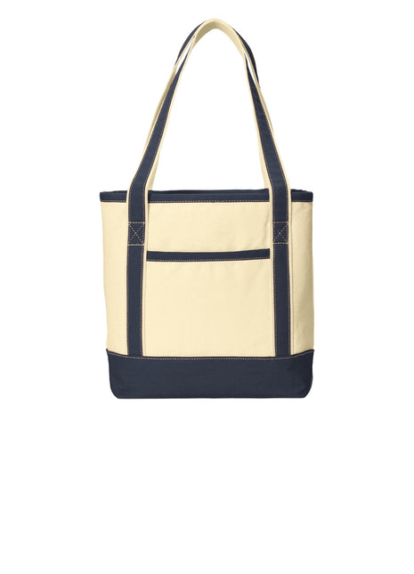 Port Authority® Medium Cotton Canvas Tote. BG412 - Natural/ Navy | Port Authority