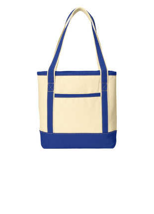 Port Authority® Medium Cotton Canvas Tote. BG412 - Natural/ True Royal | Port Authority