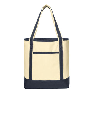 Port Authority® Large Cotton Canvas Tote. BG413 - Natural/ Navy | Port Authority