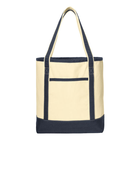 Port Authority® Large Cotton Canvas Tote. BG413 - Natural/ Navy | Port Authority