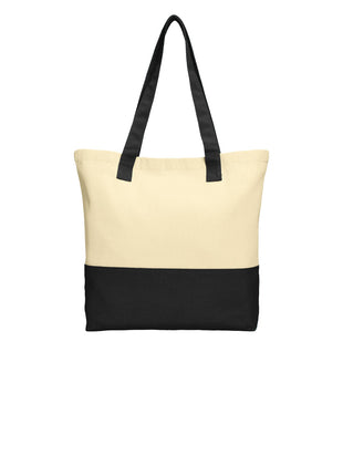Port Authority® Colorblock Cotton Tote. BG414 - Natural/ Black | Port Authority