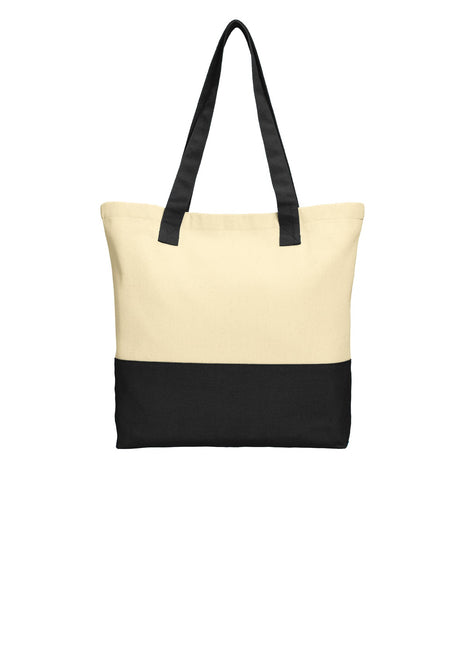 Port Authority® Colorblock Cotton Tote. BG414 - Natural/ Black | Port Authority