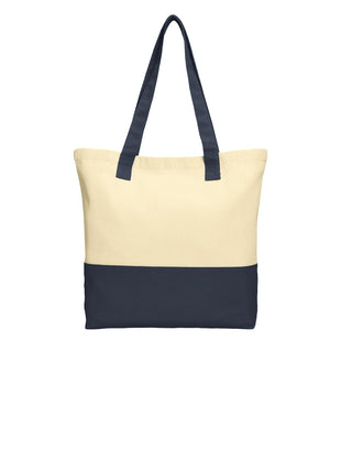 Port Authority® Colorblock Cotton Tote. BG414 - Natural/ Navy | Port Authority