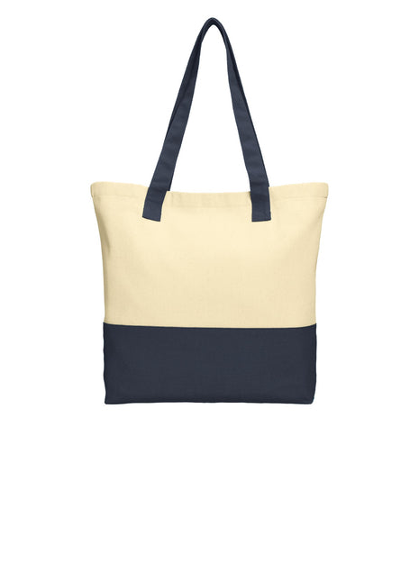 Port Authority® Colorblock Cotton Tote. BG414 - Natural/ Navy | Port Authority