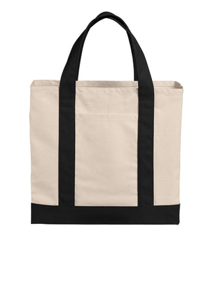 Port Authority® Cotton Canvas Two-Tone Tote BG429 - Natural/ Deep Black | Port Authority