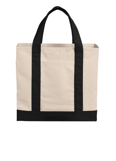 Port Authority® Cotton Canvas Two-Tone Tote BG429 - Natural/ Deep Black | Port Authority