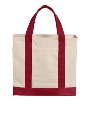 Port Authority® Cotton Canvas Two-Tone Tote BG429 - Natural/ Deep Red | Port Authority